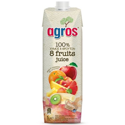 AGROS 1lt 8 ΦΡΟΥΤΑ ΦΥΣ. ΧΥΜΟΣ