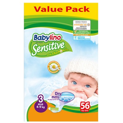 BABYLINO No3 SENSITIVE 4-9Kgr 56τεμ (ΕΛ)
