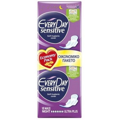 EVERYDAY ΣΕΡΒΙΕΤΕΣ 18τεμ sensitive maxi night (ΕΛ) EVERYDAY ΣΕΡΒΙΕΤΕΣ 18τεμ sensitive maxi night (ΕΛ)
