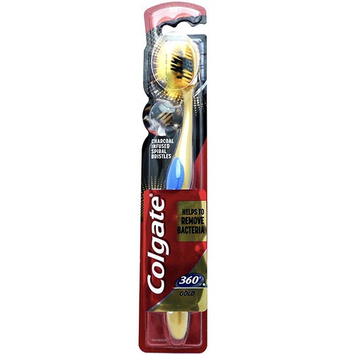 COLGATE οδοντόβουρτσα 360° charcoal gold soft