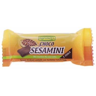 Παστελάκι (sesamini) με επικάλυψη σκούρας σοκολάτας Rapunzel 27g ΒΙΟ