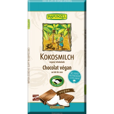 Σοκολάτα  με ζάχαρη καρύδας & γάλα καρύδας Vegan 80g Rapunzel ΒΙΟ