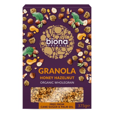 Granola με Μέλι και Φουντούκια ΧΩΡΙΣ ΖΑΧΑΡΗ Biona 375g ΒΙΟ