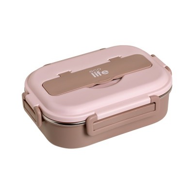 Φαγητοδοχείο 3 θέσεων ροζ Ecolife 1Lt