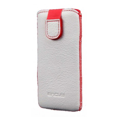 Θήκη Protect Ancus για Apple iPhone SE 5 5S 5C Nokia 105 TA-1174 και Huawei Y360 Old Leather Λευκή με Κόκκινη Ραφή