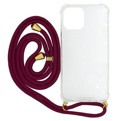Θήκη Ancus Crossbody για Apple iPhone 12 Pro Max Διάφανη με Κορδόνι Μπορντώ Θήκη Ancus Crossbody για Apple iPhone 12 Pro Max Διάφανη με Κορδόνι Μπορντώ