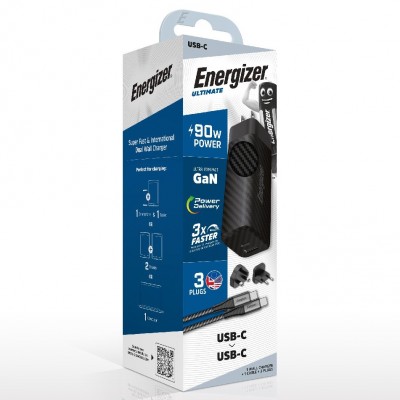 Φορτιστής Ταξιδίου Energizer A90MUC με έξοδο USB-C/USB-A 90W Καλώδιο USB-C/USB-C Μαύρο Φορτιστής Ταξιδίου Energizer A90MUC με έξοδο USB-C/USB-A 90W Καλώδιο USB-C/USB-C Μαύρο