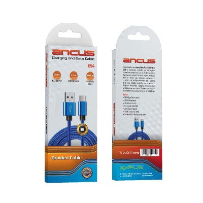 Καλώδιο Σύνδεσης και Φόρτισης Ancus Flow Plus E54 USB σε USB-C 2.0A και Braided Καλώδιο Μπλέ 1m Με 5 Χρονια Εγγύηση Καλώδιο Σύνδεσης και Φόρτισης Ancus Flow Plus E54 USB σε USB-C 2.0A και Braided Καλώδιο Μπλέ 1m Με 5 Χρονια Εγγύηση