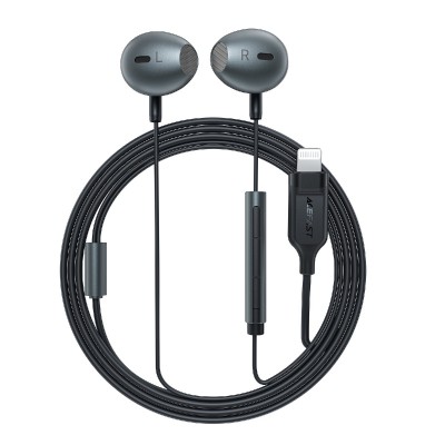 Hands Free Acefast L1 Earphones Stereo Lightning Apple Certified MFi 1.2m Μαύρα