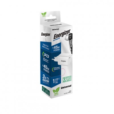 Φορτιστής Ταξιδίου Energizer Fast Charge με USB-C PD45W  Λευκός