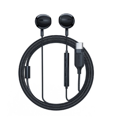 Hands Free Acefast L2 Earphones Stereo USB-C Braided Μαύρο 1.2m. Συμβατά με Όλες τις Συσκευές USB-C.