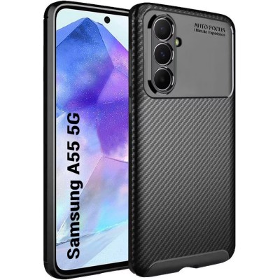 Θήκη Ancus AutoFocus Carbon Fiber για Samsung SM-A556 Galaxy A55 5G Μαύρη