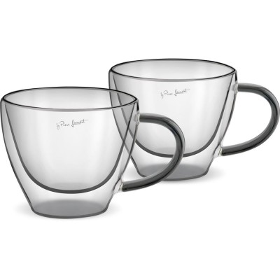 Σετ Φλιτζάνια Καπουτσίνο VASO Lamart LT9117 Γυάλινα με Διπλό Τοίχωμα 190ml Μαύρο 2  Τεμ