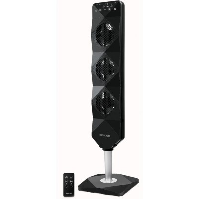 Ανεμιστήρας Δαπέδου Sencor SFN 5040BL 90W Ultra-thin με 3 Ανεμιστήρες και 3 Ταχύτητες, 3 Επιλογές Λειτουργίας και Timer Μαύρος