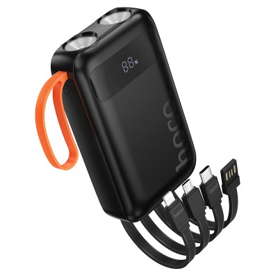 Power Bank Hoco  J151 Spirit 10000mAh με 4 Καλώδια Φόρτισης, Φακό και LED Ένδειξη Μαύρο