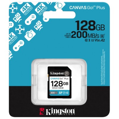 Κάρτα Μνήμης Kingston CanvasGo+ MicroSDXC 128GB Class 10 εως 200Mb/s SDG4/128GB