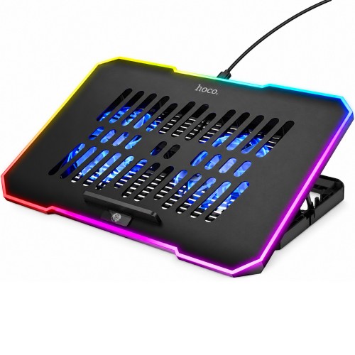 Laptop Cooler Hoco. DH19 Cool RGB με 2 Ανεμιστήρακια 1200Rpm και Stand Κινητού για Φορητούς Υπολογιστές έως 17
