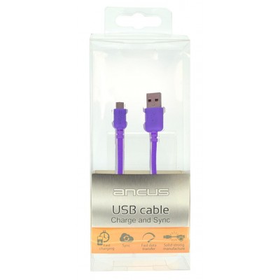 Καλώδιο σύνδεσης Ancus USB σε Micro USB με Ενισχυμένες Επαφές Braided Μώβ 1m Καλώδιο σύνδεσης Ancus USB σε Micro USB με Ενισχυμένες Επαφές Braided Μώβ 1m