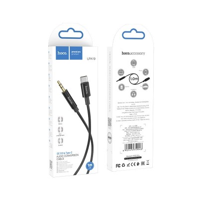 Καλώδιο σύνδεσης Ήχου Hoco UPA19 Braided USB-C Αρσενικό σε 3.5mm Αρσενικό Μαύρο 1m