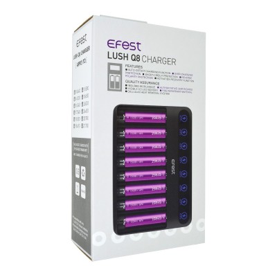 Φορτιστής Μπαταριών Efest LUSH Q8  με 8 Θέσεις Ένδειξη Μπαταρίας συμβατό με  Μπαταρίες 10340-18700 και 20700-26650