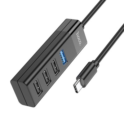 Hub USB-C Hoco HB25 4 in 1 Easy display USB-C σε USB3.0 x 1 και USB2.0 x 3 Μαύρο Hub USB-C Hoco HB25 4 in 1 Easy display USB-C σε USB3.0 x 1 και USB2.0 x 3 Μαύρο