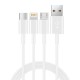 Καλώδιο Σύνδεσης και Φόρτισης Ancus Flow E44 USB 3 σε 1 Micro-USB, USB-C, Lightning 3.0A Λευκό 1m