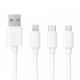 Καλώδιο Σύνδεσης και Φόρτισης Ancus Flow E44 USB 3 σε 1 Micro-USB, USB-C, Lightning 3.0A Λευκό 1m