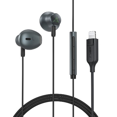 Hands Free Acefast L1 Earphones Stereo Lightning Apple Certified MFi 1.2m Μαύρα