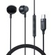 Hands Free Acefast L2 Earphones Stereo USB-C Braided Μαύρο 1.2m. Συμβατά με Όλες τις Συσκευές USB-C.