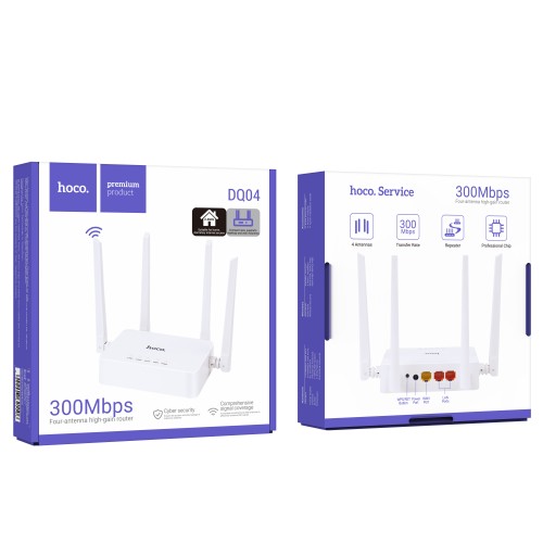 Wifi Router Hoco. DQ04 300Mbps 4x5dBi 2.4GHz Λευκό