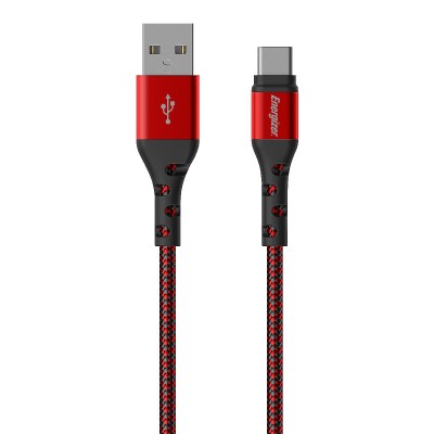 Καλώδιο σύνδεσης Energizer Metal / Braided Nylon USB-A  σε USB-C Κόκκινο 2m