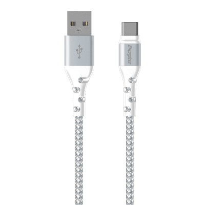 Καλώδιο σύνδεσης Energizer Metal / Braided Nylon USB-A σε USB-C Λευκό 2m