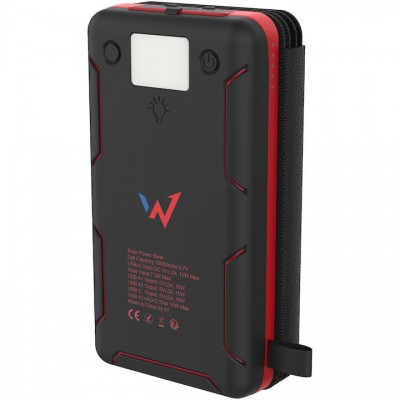 Ηλιακό Power Bank Wonder WX10S 10000mAh 5V/2A 7.5W με 5 Ηλιακά Πάνελ, 2 x USB-A και 1 x USB-C Έξοδο και Φακό Μαύρο