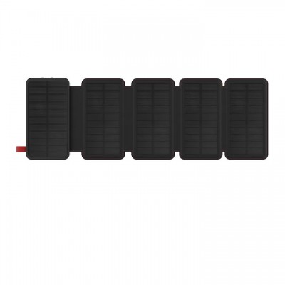 Ηλιακό Power Bank Wonder WX10S 10000mAh 5V/2A 7.5W με 5 Ηλιακά Πάνελ, 2 x USB-A και 1 x USB-C Έξοδο και Φακό Μαύρο