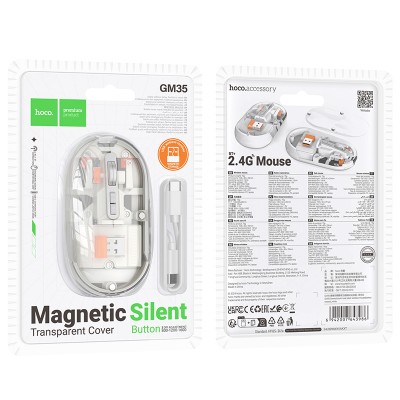 Bluetooth Ποντίκι Hoco GM35 General Wireless με 5 Πλήκτρα DPI 1600 Διάφανο Λευκό Bluetooth Ποντίκι Hoco GM35 General Wireless με 5 Πλήκτρα DPI 1600 Διάφανο Λευκό
