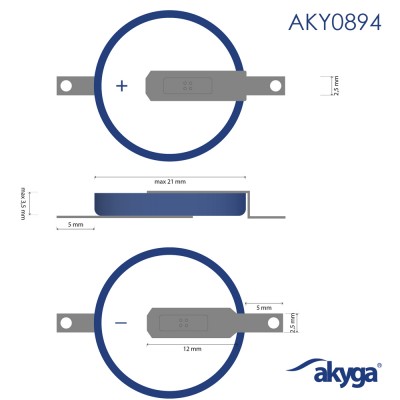 Buttoncell Akyga AKY0894 CR2032 ST2NB 3V / 210mAh με 2 Pin