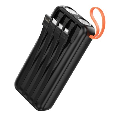 Power Bank Hoco  J151A Spirit 20000mAh με 4 Καλώδια Φόρτισης, Φακό και LED Ένδειξη Μαύρο
