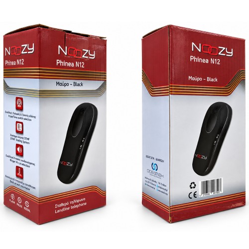 Σταθερό Ψηφιακό Τηλέφωνο Noozy Phinea N12 Μαύρο με LED ένδειξη και Επιτοίχια Τοποθέτηση