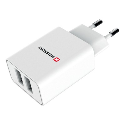 SWISSTEN TRAVEL CHARGER SMART IC, CE WITH 2x USB 2,1A POWER + DATA CABLE USB / USB-C 1,2 M WHITE
