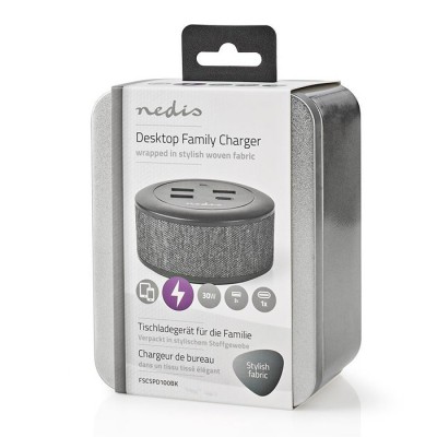 NEDIS FSCSPD100BK Universal επιτραπέζιος φορτιστής με 4 εξόδους (1x USB-C & 3x USB-A)