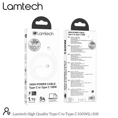 LAMTECH CABLE TYPE C TO TYPE C 100W FAST CHARGE 1M