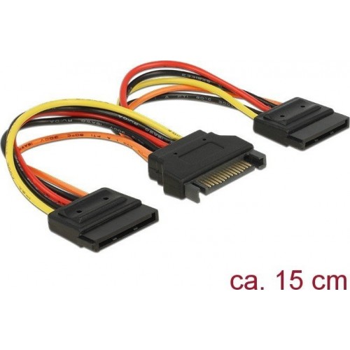 DELOCK SATA CABLE ΤΡΟΦΟΔΟΣΙΑ 0.15m TO 2x15PIN 60143