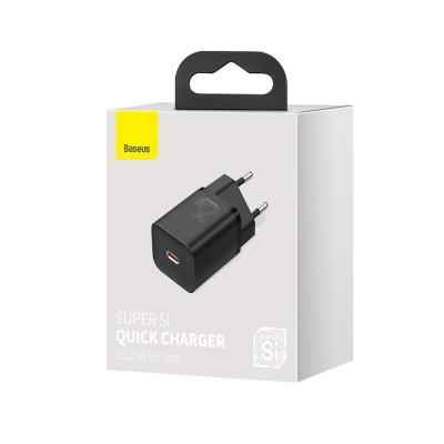 Baseus Super Si 1C Travel Charger Black (25W)(CCSP020101) (BASCCSP020101)