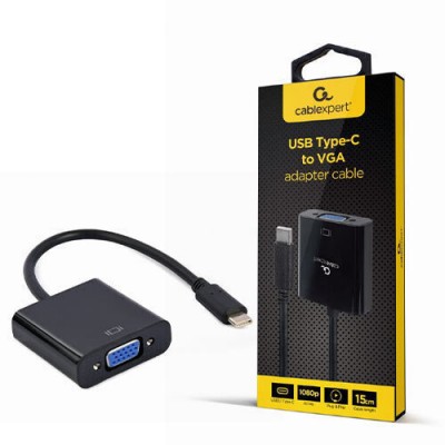 CABLEXPERT USB TYPE-C TO VGA CABLE 15CM BLACK
