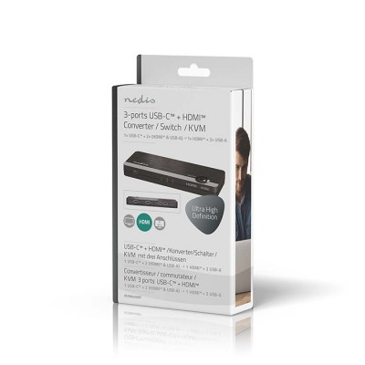 NEDIS, Μετατροπέας / Switch από 2x HDMI + 1x USB-C θηλ. + 2x USB- A θηλ σε 1x HDMI + 2x USB- A θηλ.,VCON6430AT
