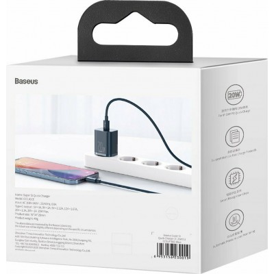 Baseus Φορτιστής Χωρίς Καλώδιο με Θύρα USB-C 20W Power Delivery Μπλε (Super Si) (CCSUP-B03) (BASCCSUPB03) Baseus Φορτιστής Χωρίς Καλώδιο με Θύρα USB-C 20W Power Delivery Μπλε (Super Si) (CCSUP-B03) (BASCCSUPB03)
