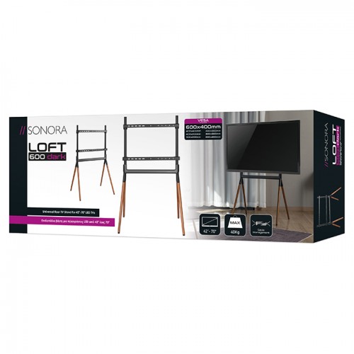 SONORA LOFT 600 DARK, Επιδαπέδια βάση με 4 πόδια, για τηλεοράσεις LED από 42