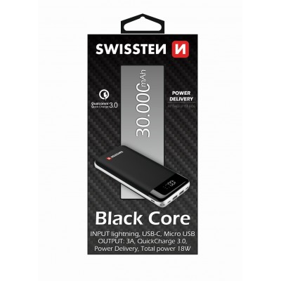 SWISSTEN POWER ΒΑΝΚ 30000mAh ΜΑΥΡΟ