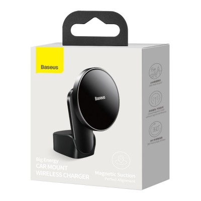 Baseus Car Mount with Magnet and Wireless Charging Big Energy Black (WXJN-01) (BASWXJN-01)