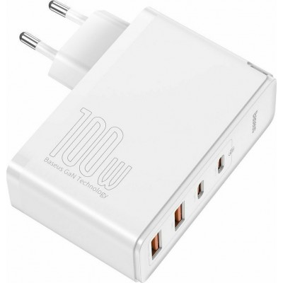 Baseus Φορτιστής Χωρίς Καλώδιο με 2 Θύρες USB-A και 2 Θύρες USB-C 100W Quick Charge 4+ Λευκός (CCGAN2P-L02) (BASCCGAN2PL02) Baseus Φορτιστής Χωρίς Καλώδιο με 2 Θύρες USB-A και 2 Θύρες USB-C 100W Quick Charge 4+ Λευκός (CCGAN2P-L02) (BASCCGAN2PL02)